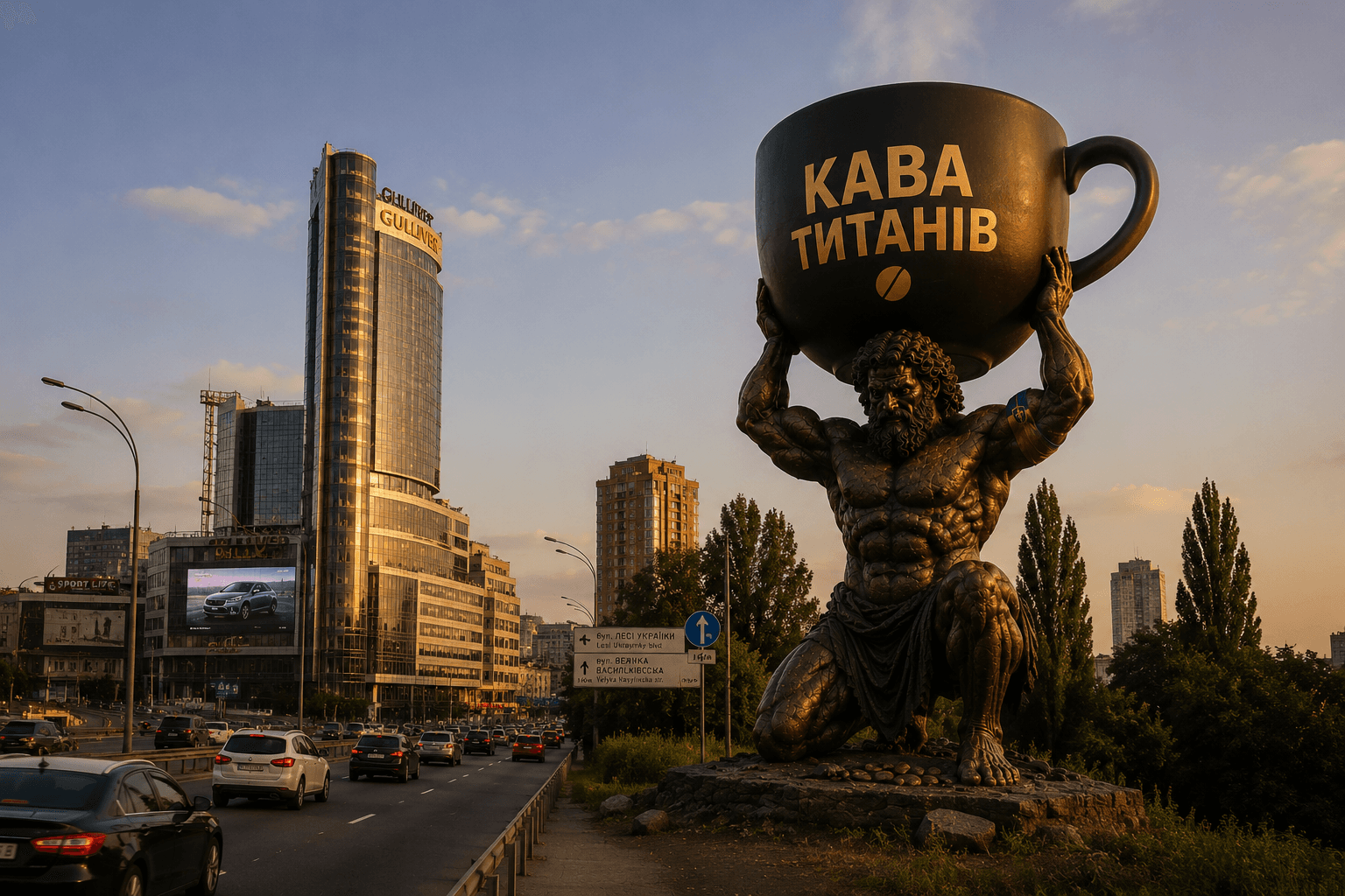 Титан на в'їзді в місто